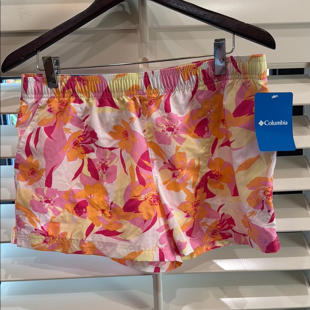 Columbia Pink and Yellow Floral Athletic Shorts